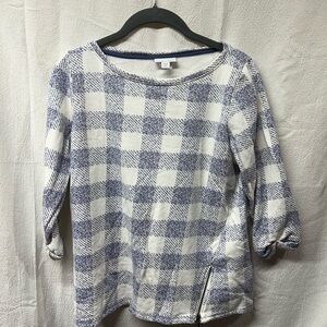 🌷J. Jill Boxy Blue and White 3/4 Sleeve Top